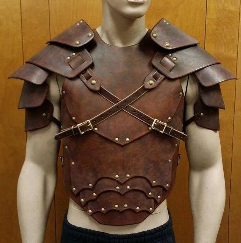 Medieval warrior leather armor suit three-dimensional shoulder strap armor Roman gladiatorial dress warrior bundled corset top