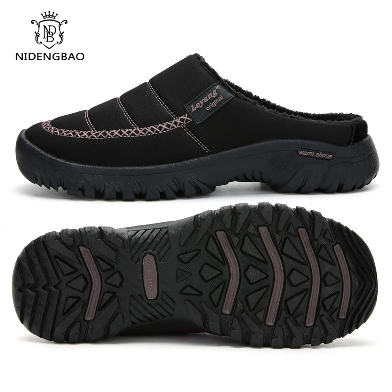 Winter Men Shoes Plush Men Slippers Fleece Warm Fur Thicken Cotton-Padded Home Slipper Outdoor Flat Shoes Man Casual Footwear