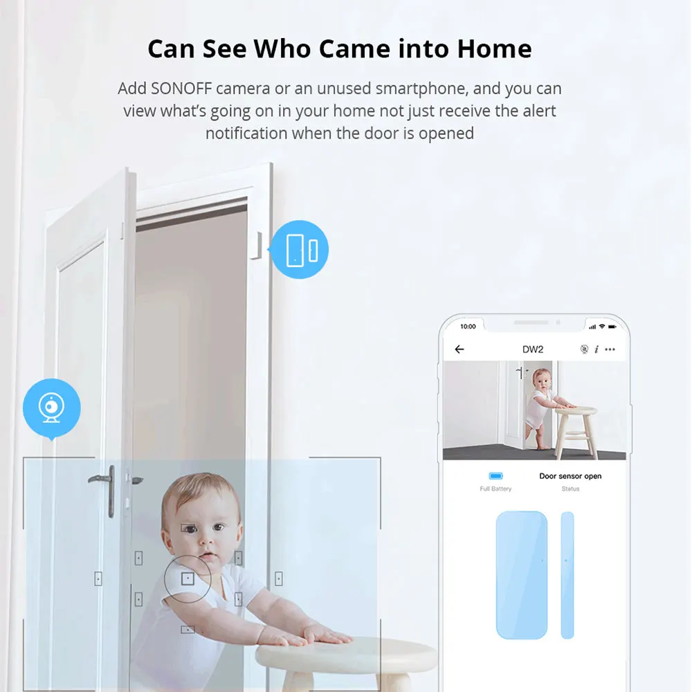Sonoff DW2-WiFi Wireless Security Door/Window Sensor Home Sercurity Alarm Work With eWeLink APP Support Sonoff Devices IFTTT