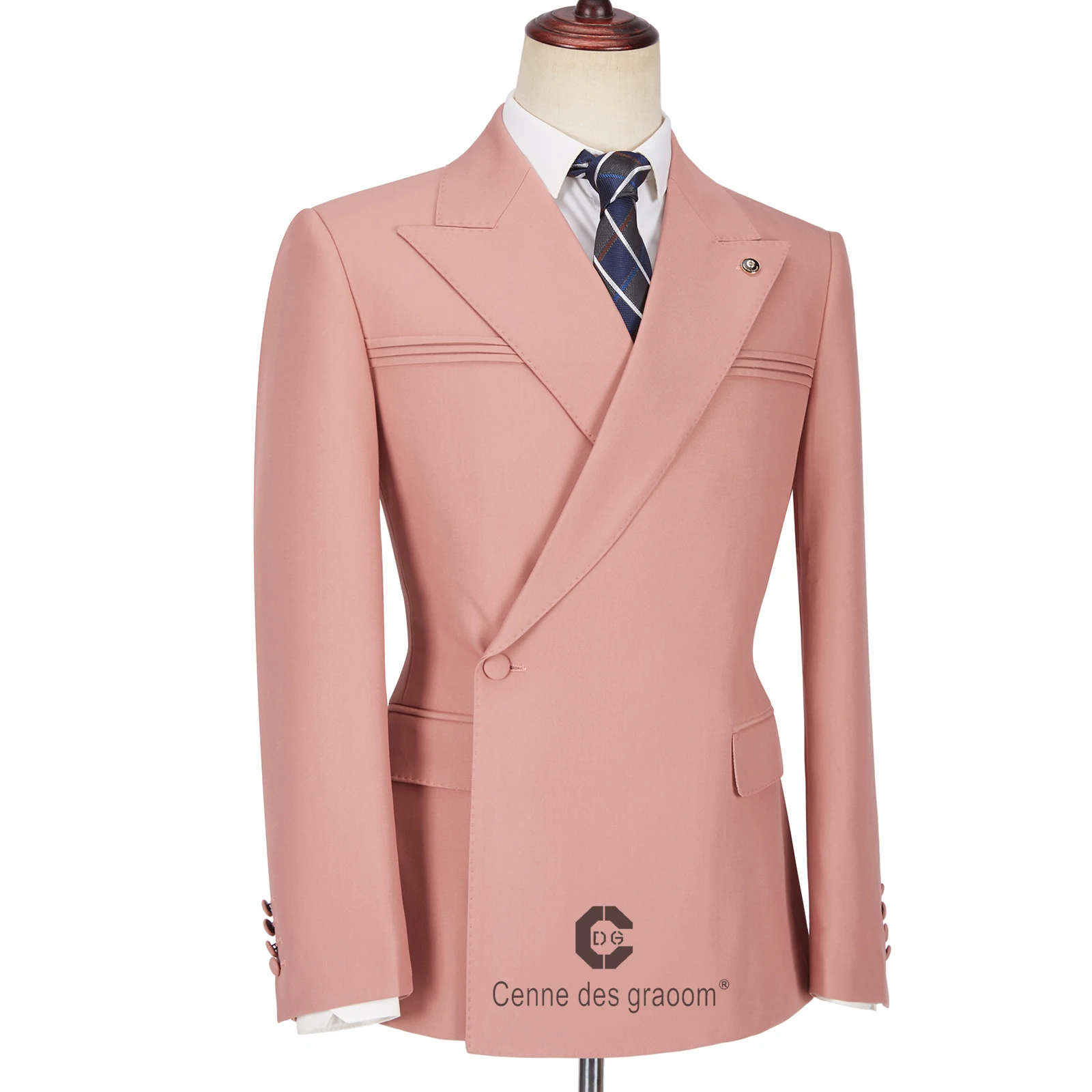 Cenne Des Graoom abiti da uomo un bottone doppio petto rosa Blazer su misura pantaloni Business causale festa cantante sposo matrimonio