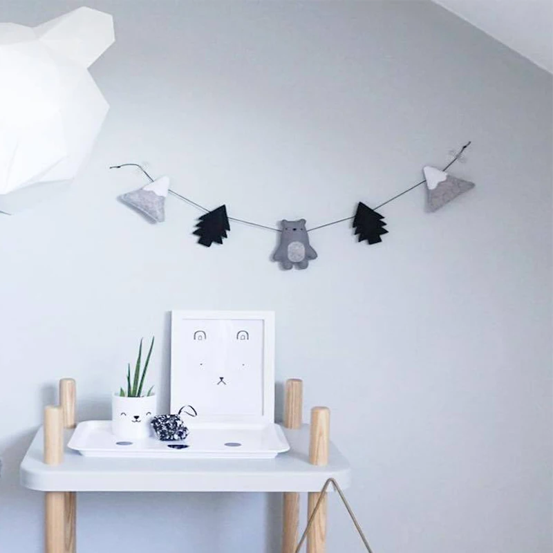 

Nordic Felt Cloud String Star Garland Party Banner Tent Bed Mat Baby Shower Bunting Ornament Kids Room Hanging Wall Decor Photo