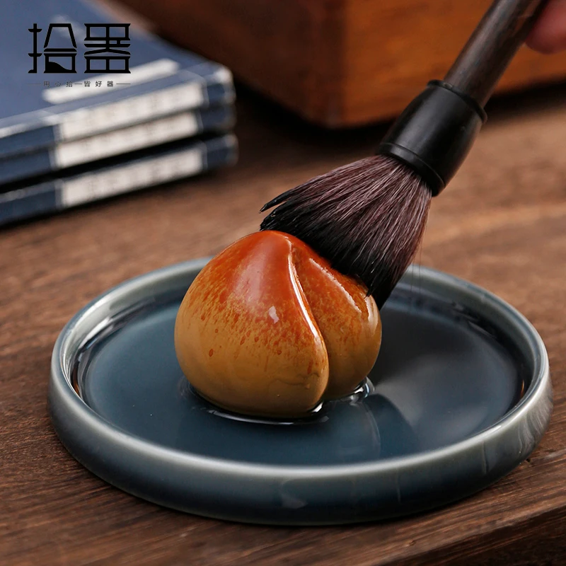 2019 New  Yixing Purple Clay Tea Pet Pottery True Mini Peach Chinese Kung Fu Tea Set Tea Tray Home Decoration  Accessories