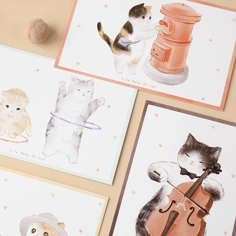 30 sztuk/zestaw Cat\'s Life spowiedź pocztówka DIY kreskówka Kitten kartki z życzeniami kartka z wiadomością Journal Decoration