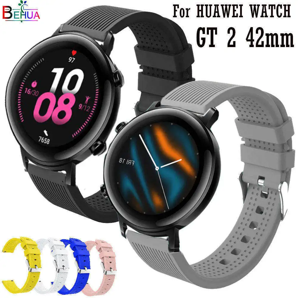 

20mm Sport Silicone WatchBand For HUAWEI WATCH GT 2 42mm Smart WatchStrap Replacement Wristband For Garmin Forerunner 245 245M