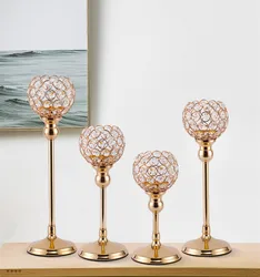 Crystal Tealight Candle Holders, Metal Glass Candlesticks, Wedding Table Centerpiece, Christmas Party, Home Decoration