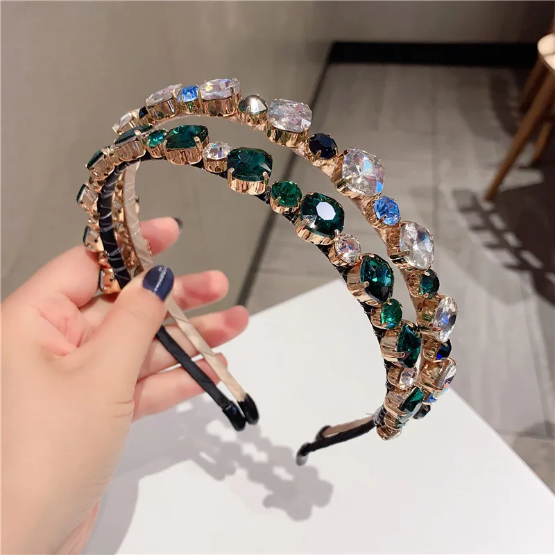 

Expensive Baroque Sky Crystal European Crown Hair Accessories Hair Band Heavy Craft Jewelry Women Headbands Hair Hoops Headdress