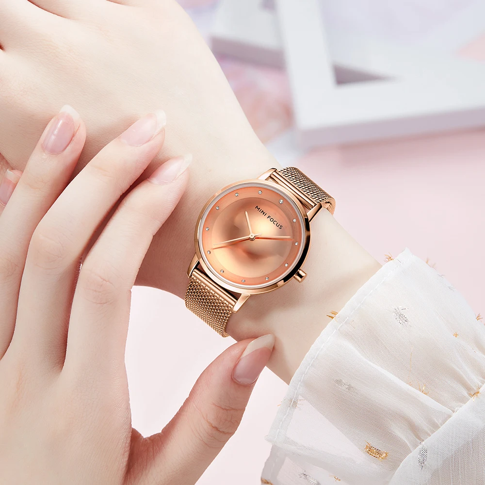 MINI FOCUS Women Watches 2020 Luxury Top Brand Waterproof Quartz Watch Ladies Woman Blue Stainless Steel Mesh Strap Wristwatch
