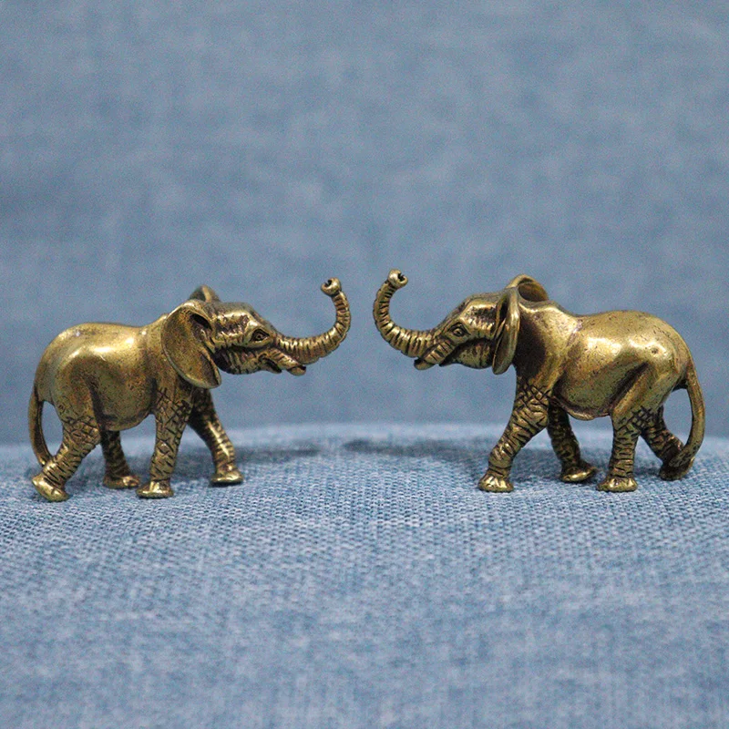 Vintage Brass Elephant Home Decor Ornaments Crafts Miniatures Figurines Desk Decoration Accessories Handmade Mini Animals Statue