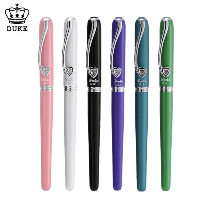 Duke M12 Metal Multicolor Fountain Pen Music Love Heart Clip Medium Nib Gift Pen W/Gift Box Business Office & Home Supplies