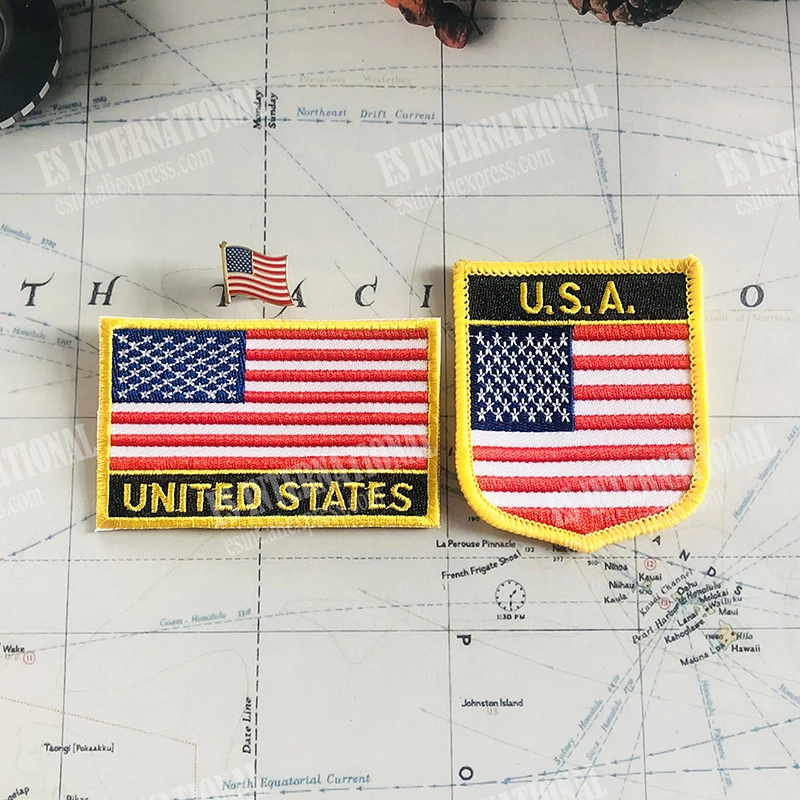 U.S.A USA America National Flag Badges Armband Embroidery Patches And Lapel Pin One Set Cloth Accessories Backpack