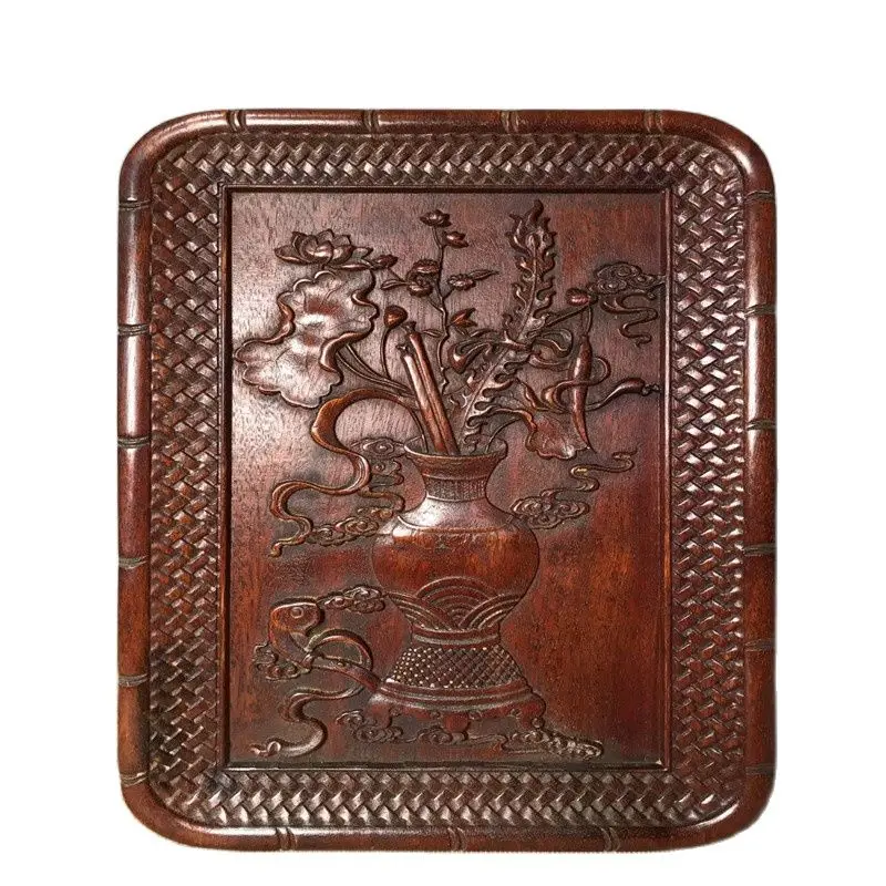 

China Old Beijing Old Goods Seiko Redwood Carved Carvings Vase Picture The Tea Tray Decorated Square Plate