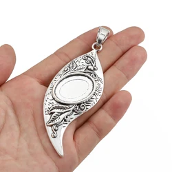 3PCS Antique Silver Color 83*32.5mm Leaf Pendant Blanks Setting Tray for Cameo Base Zinc Alloy Diy Jewelry Making Accessories