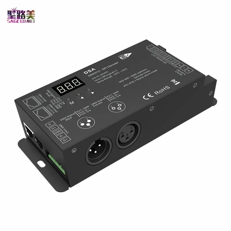 

5-24VDC 12V DMX512 to SPI преобразователь DSA DMX SPI декодер сигналов контроллер для WS2811,WS2812,6803,TM1812 IC для пиксельсветильник вой ленты