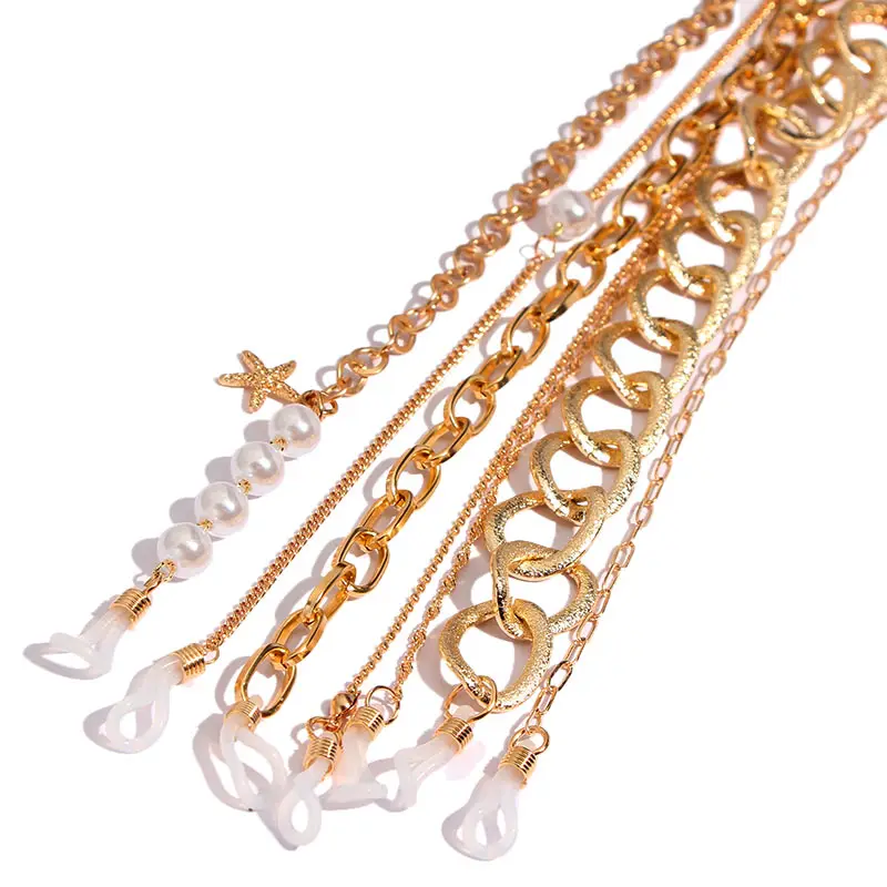 Flatfoosie Exquisite Gläser Kette Gold Farbe Stern Imitation Perle Mode Brillen Kette Elegante Temperament Brillen Lanyard