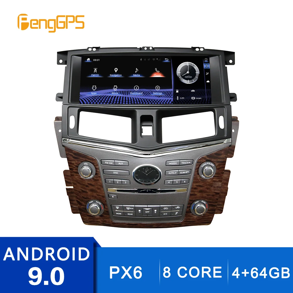 

12,3-дюймовый DVD-плеер Android 13 для Nissan Patrol 2010-2018, автостерео, GPS-навигация, 4G + 64G, 8-ядерный процессор, поддержка 360-камеры, головное устройство 4K