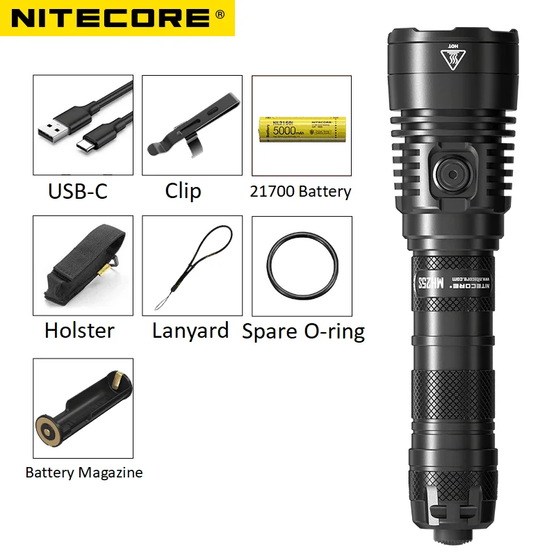 

NITECORE MH25S USB-C Rechargeable LED Flashlight 1800 Lumens Includes 21700 Battery Torch Portable Outdoor