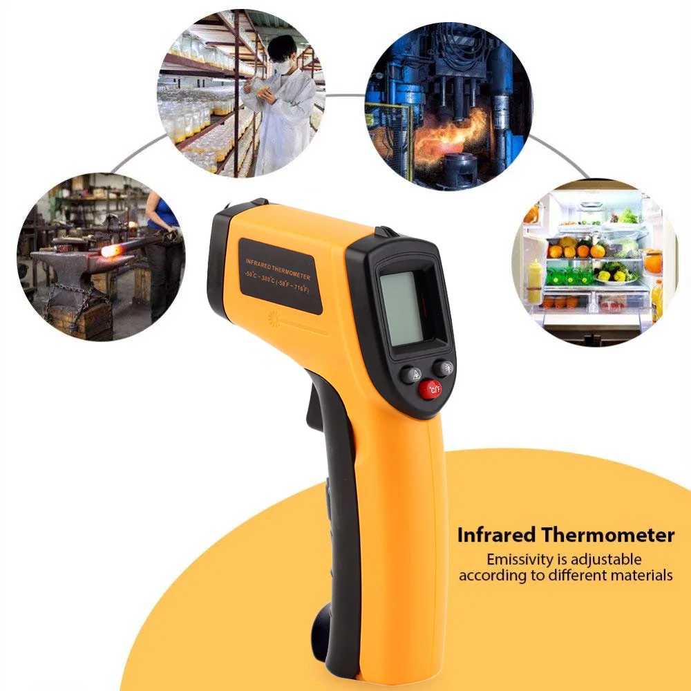 Non-Contact LCD Display IR Laser Infrared Digital Temperature Meter Sensor Thermometer Gun Point with Data Hold function