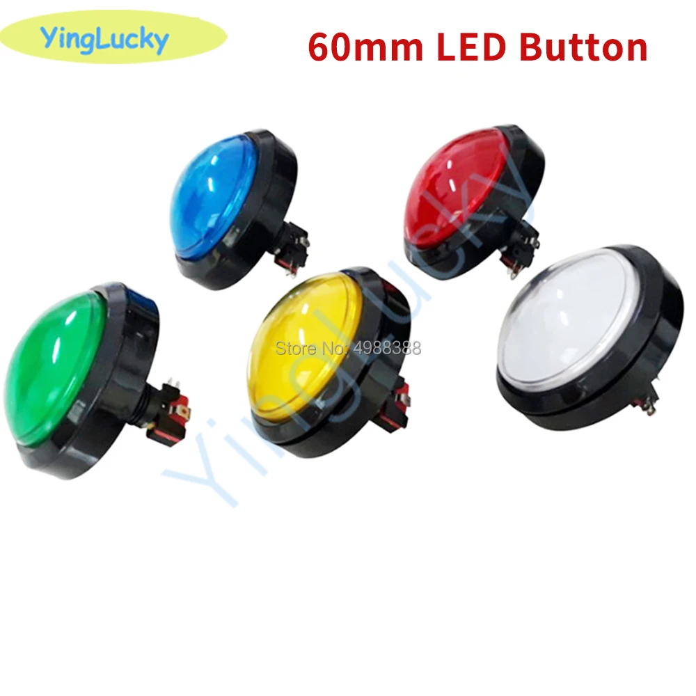 Yinglucky 60 millimetri Grande Rotonda Push Button LED Illuminato con Microinterruttore per la Macchina del Gioco Arcade FAI DA TE Parti di 5/12V Luce di Cupola Grande