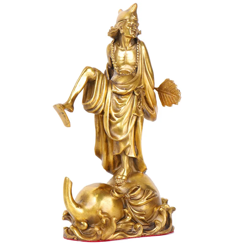 

Pure Copper Jigong Is Huofuo Statue, The Mad Monk, Luohan Character,ji Gong The Monk, Bronze Buddha Statue, Gourd