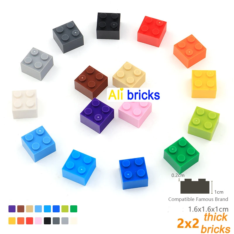 20 teile/los DIY-Blöcke Bausteine dick 2x2 pädagogische Montage Bau Spielzeug für Kinder kompatibel mit Marke