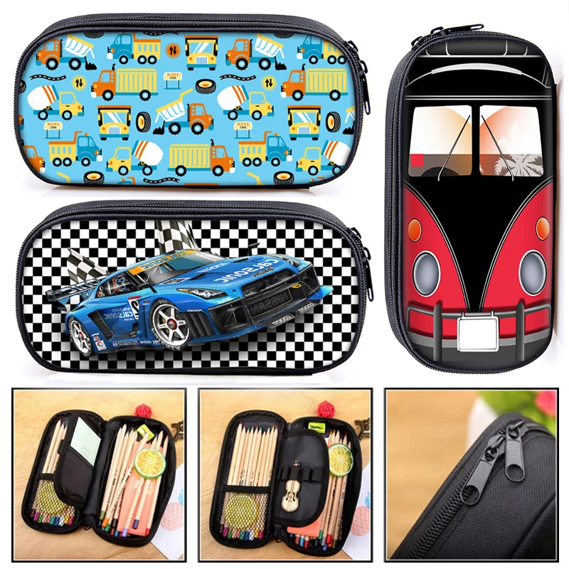 

Car Truck Print Cosmetic Case Pencil Bag Kids Stationary Case Pencil Box Children Schoolbags Boys School Supplies Gift