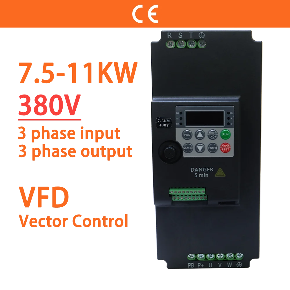 Vfd Inversor de Frequência Variável Conversor Econômico Variador Drive 3ph para Controle Vetorial de Velocidade do Motor 380v 7.5kw 11kw 10hp 15hp