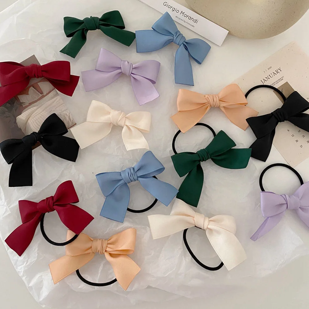 Nur 1PC Kleine Band Bögen Mit Elastische Haar Bands Für Kinder Mädchen Pferdeschwanz Candy Farbe Bowknot Haar Seile Krawatten haar Zubehör