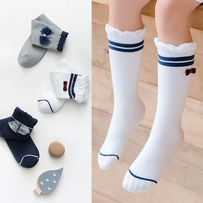 

Kids Girls Socks Bowknot Children's Knee High Socks Cotton Long Baby Leg Warmers Fashion Cute Baby Girls Socks Age for 3-12Year