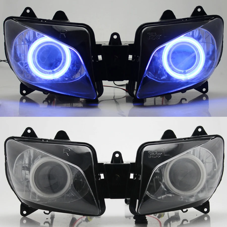 Motorcycle Custom Headlight HID Assembly Blue Projector Eye Angel For Yamaha YZF-R1  1998-1999 Projector Conversion Headlamp