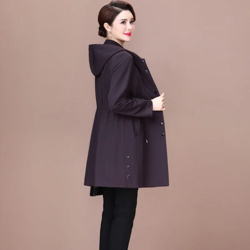 Women\'s Windbreaker 2025 New High Quality Jacket Female Spring Autumn Temperament Slim Middle Aged Mother Trench Coat XL-5XL
