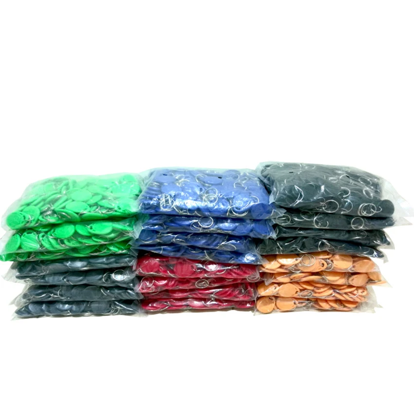 100pcs 125KHz TK4100 keyfobs RFID Tag Key Ring Proximity Token Access 10 Colors for RFID Tags Access control