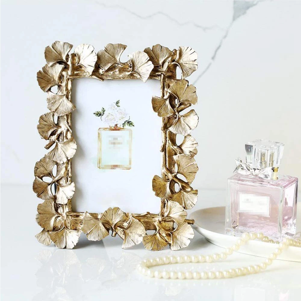 Creative retro golden picture frame American Ginkgo leaf suitable for decorative painting 4 inch 6 inch photo frame