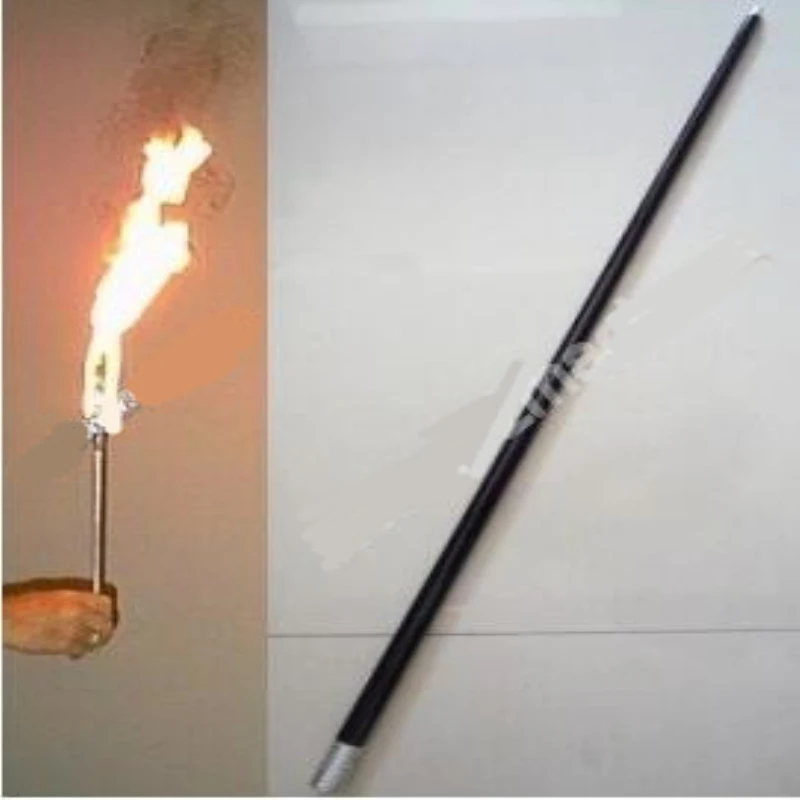 Flaming Torch To Cane Magic Tricks Black Color Fire Magic Appearing Magie Wand Stage Illusions Accessories Gimmick Toys