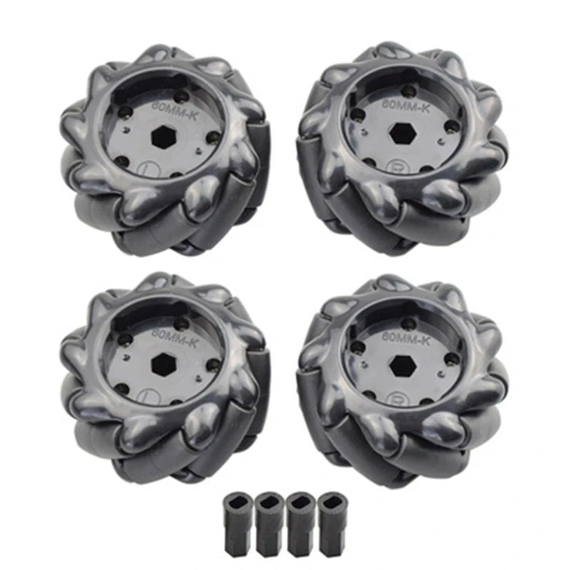 4pcs 60MM High Hardness Plastic Omni-directional Mecanum Wheel with TT Motor Connector for Smart Robot Car Arduino DIY Robot