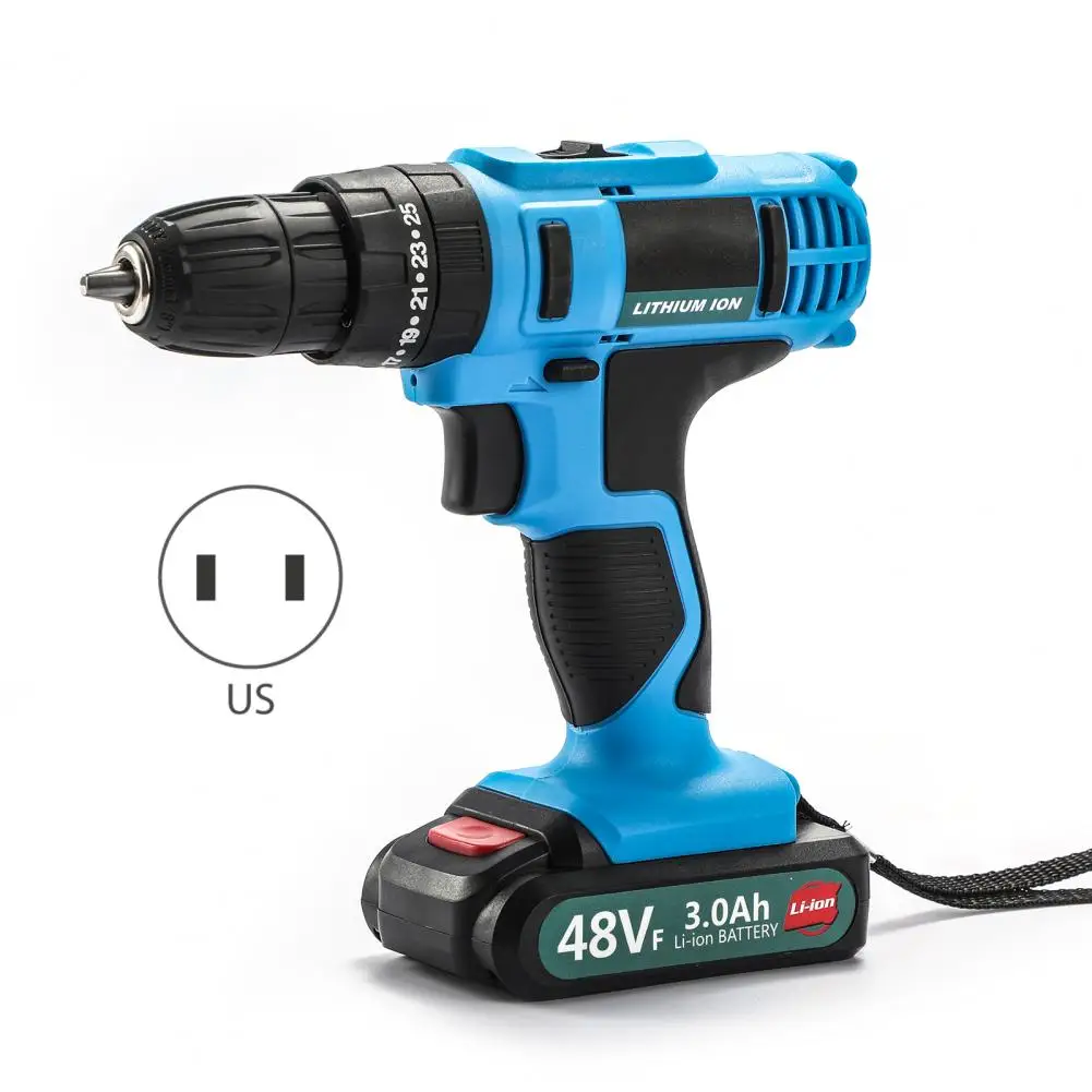 48V Electric Drill Wireless Rechargeable Speed Variable Electric Screwdriver Drill Hand Tool AU EU UK US Plug