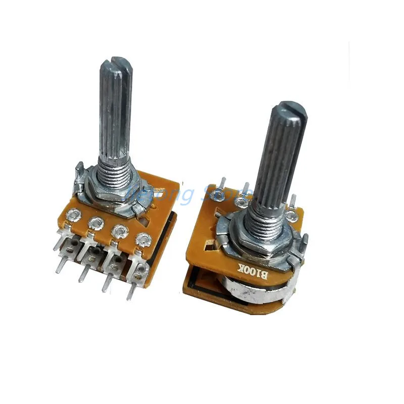 1PC WH148 Audio Volume Potentiometer Switch Dual 8pins With Center Tap B50K B100K 25mm Plum Shaft