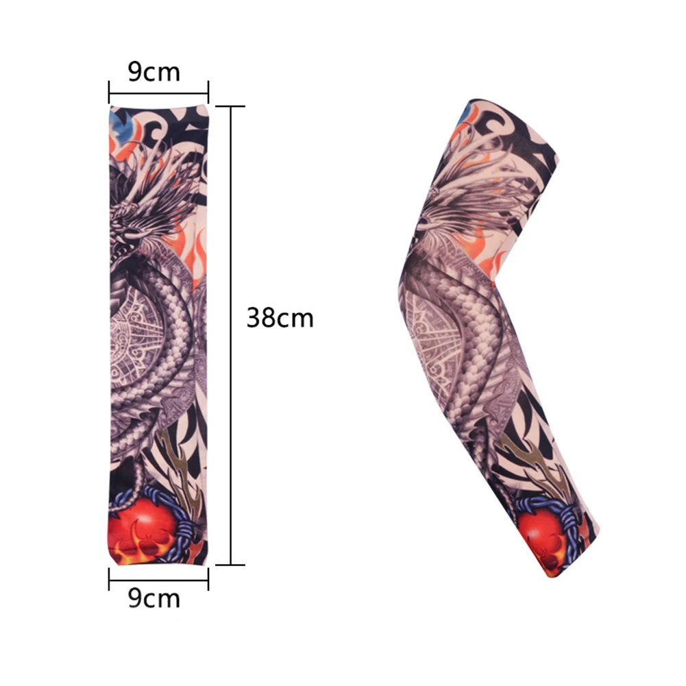 1/2Pcs Outdoor Cycling Sleeves 3D Tattoo Printed Armwarmer UV Protection MTB Bike Bicycle Sleeves Arm Protection Ridding Sleeves