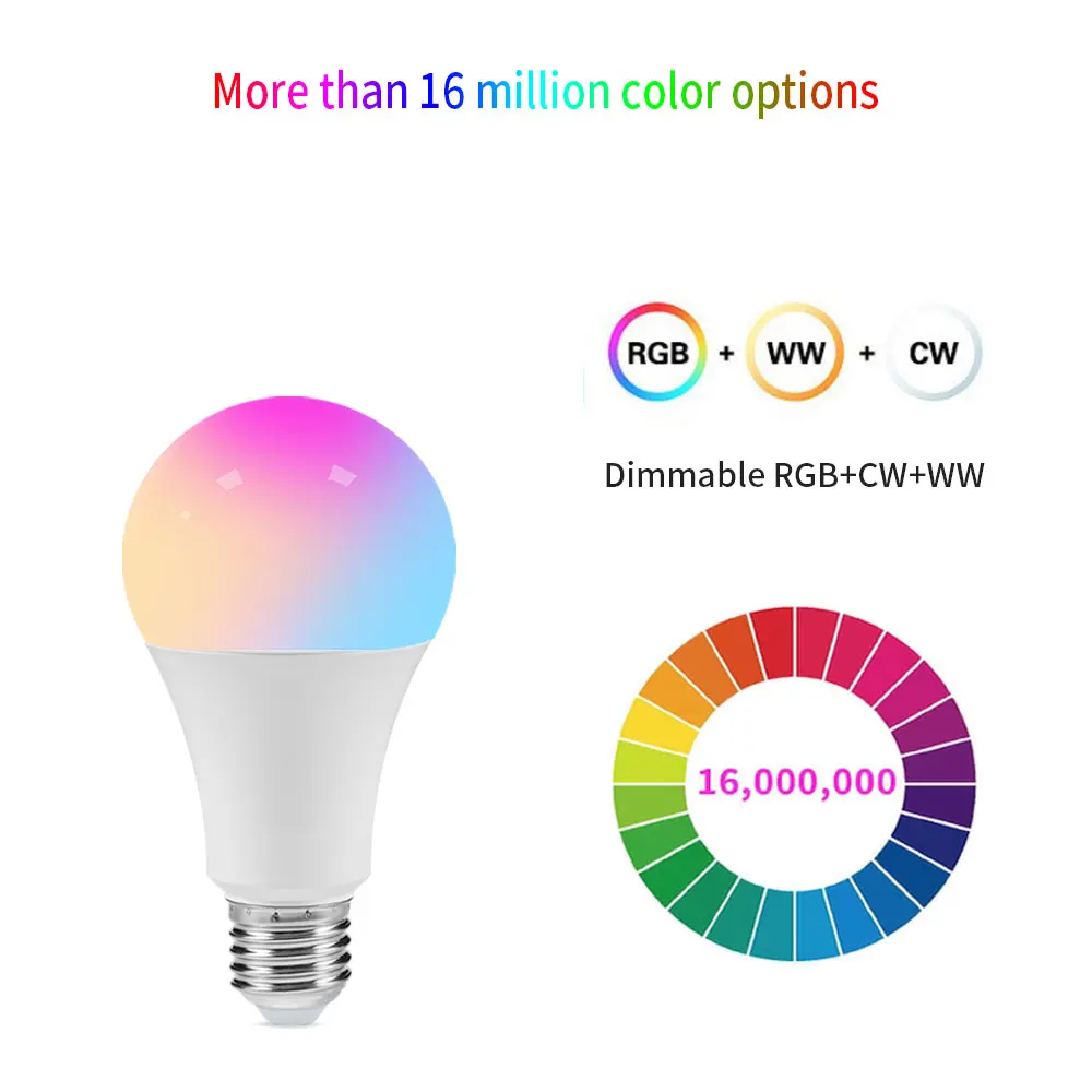 HomeKit Smart WiFi Bulb 9W E27 LED Light Bulbs RGB+CW+WW Dimmable Lamp Work with Alice alexa Google Home Siri No Hub Required