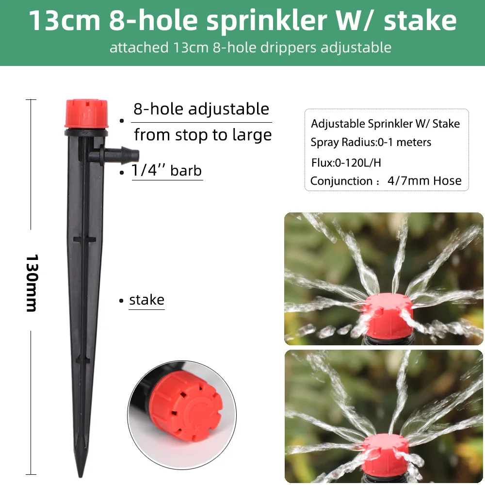 15 pz giardinaggio irrigazione gocciolamento 13CM emettitori di palo spruzzatore vortice Sprinkler misura 4/7mm tubo agricoltura irrigazione ugelli nebulizzatori