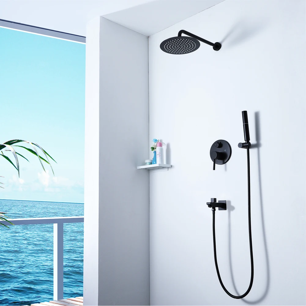 Bathroom Shower Multi-function Concealed Shower Hot and Cold Water Black Shower Faucet Set