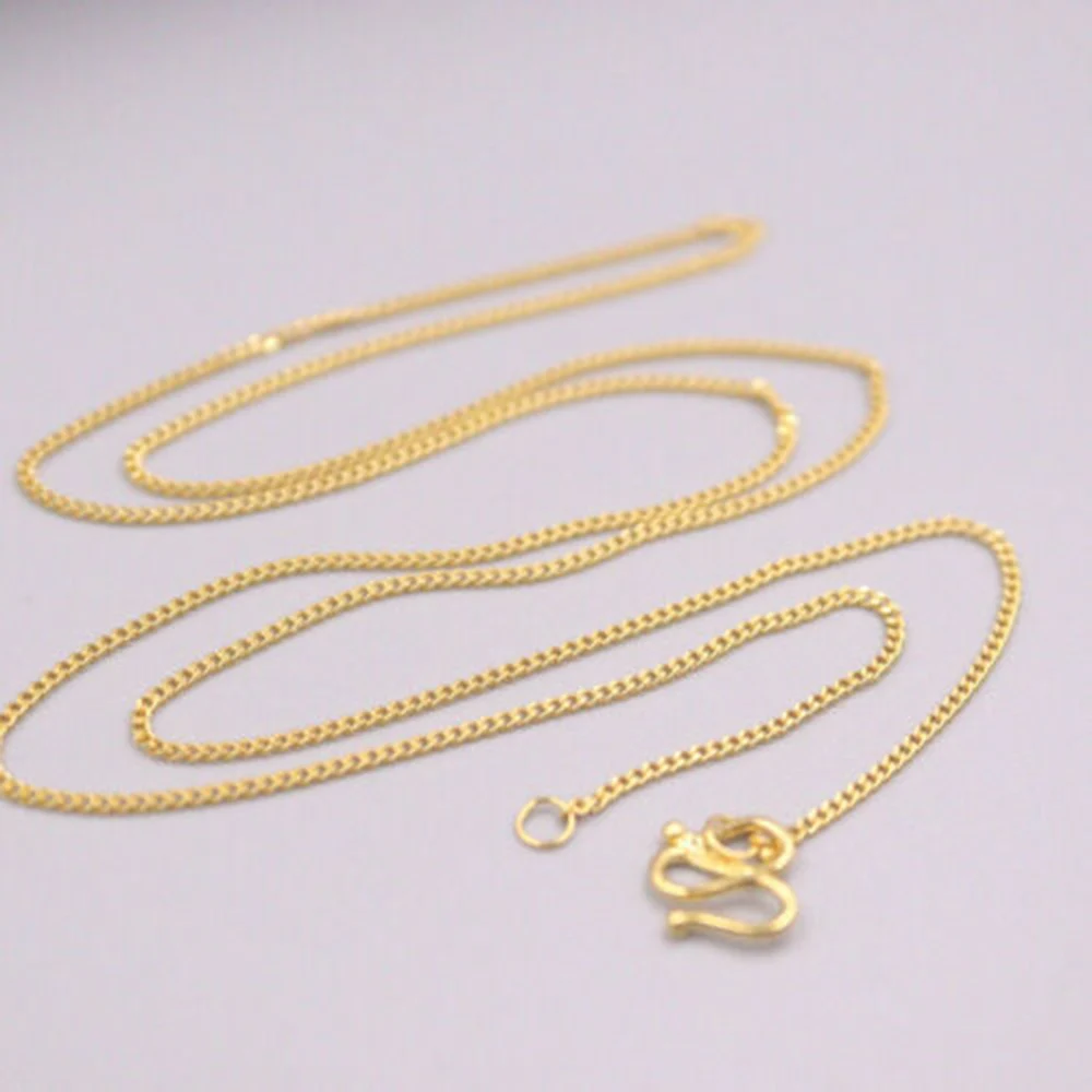 

Fine Pure 24kt Yellow Gold Chain 1mmW Women Curb Link Necklace 18inch 2.2-2.6g