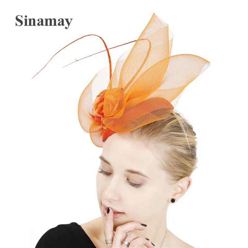 Elegant Female Chapeau Wedding Hair Fascinators Hats With Rhinestone For Women Headpiece Occasion Church Gair Clips Accessories