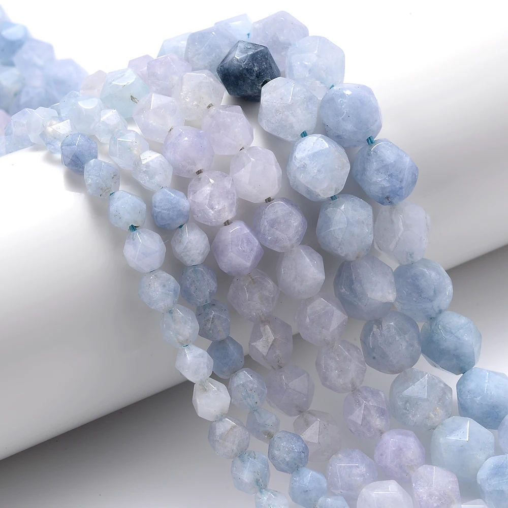 Blue Faceted Aquamarines Bead Natural Stone Spacer Beads for Jewelry Making DIY Charm Bracelet Necklace Accessories 6/8/10mm