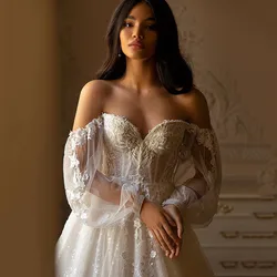 Vestidos de novia de lujo con purpurina brillante, vestido de novia de encaje de manga larga, Vestidos de novia Vintage, Vestidos de novia góticos de princesa 2021