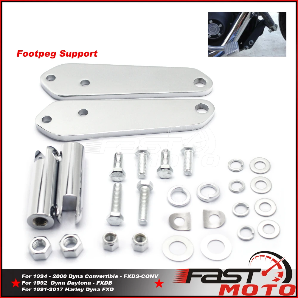 

Front Highway Footrest Foot Pegs Bracket Mount Kit Footpeg Support For Harley Dyna Super Glide Low Rider FXD 1991-2017 49019-95