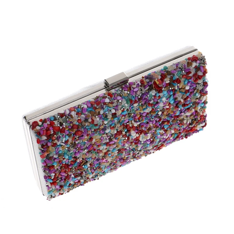 Fashion summer women clutch party wedding ladiese evening bags stones candy color chain shoulder purse