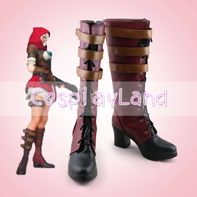 Ow Little Red Ashe Anniversary Cosplay Laarzen Schoenen Vrouwen Hoge Hak Schoenen Kostuum Aangepaste Accessoires Halloween Party Schoenen