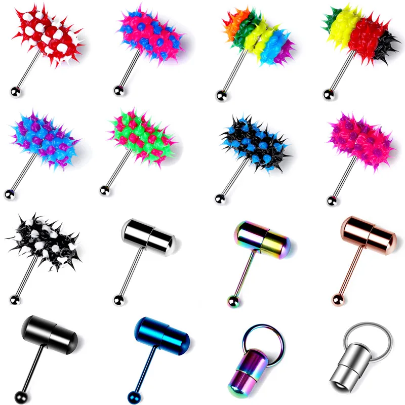 1Piece Surgical Steel Vibrating Tongue Ring 16G Tongue Piercing Ring Vibrating Tongue Piercing Bar Body Jewelry Lengua Fashion