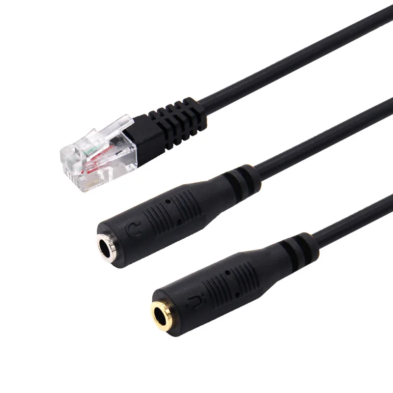 30cm new dual 3.5mm audio jack female to male RJ9 plug adapter converter cable PC computer headset phone use