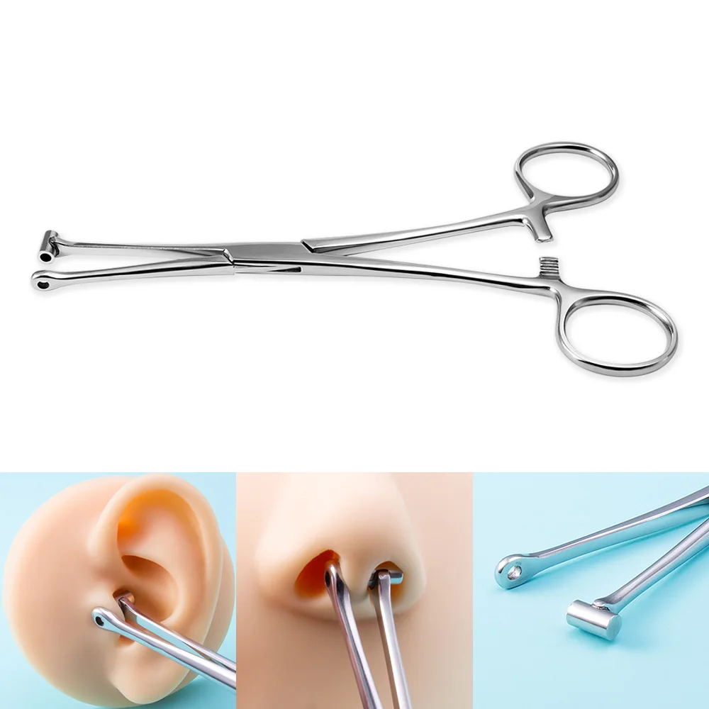 1PC 316L Surgical Steel Septum Tragus Ear Piercing Forceps Semi-Closed Safety Piercing Plier Forcep Piercing Jewelry Clamps Tool